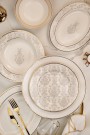 Kütahya Porselen Bone Kalipso 68-dels servisesett for 12 personer – Damask mønster thumbnail