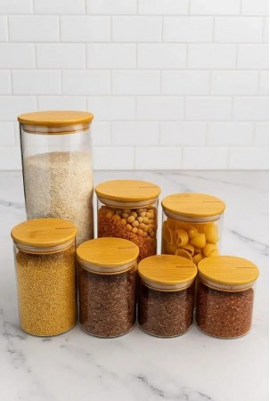 Sona - 7-delt glassbeholdere med bambuslokk